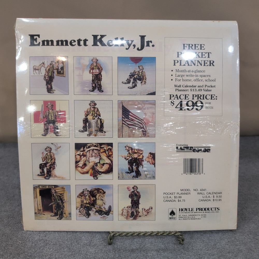 Vintage Emmett Kelly Jr 1993 Wall Calendar and Pocket Planner Set Hoyle‎ - Picture 2 of 2